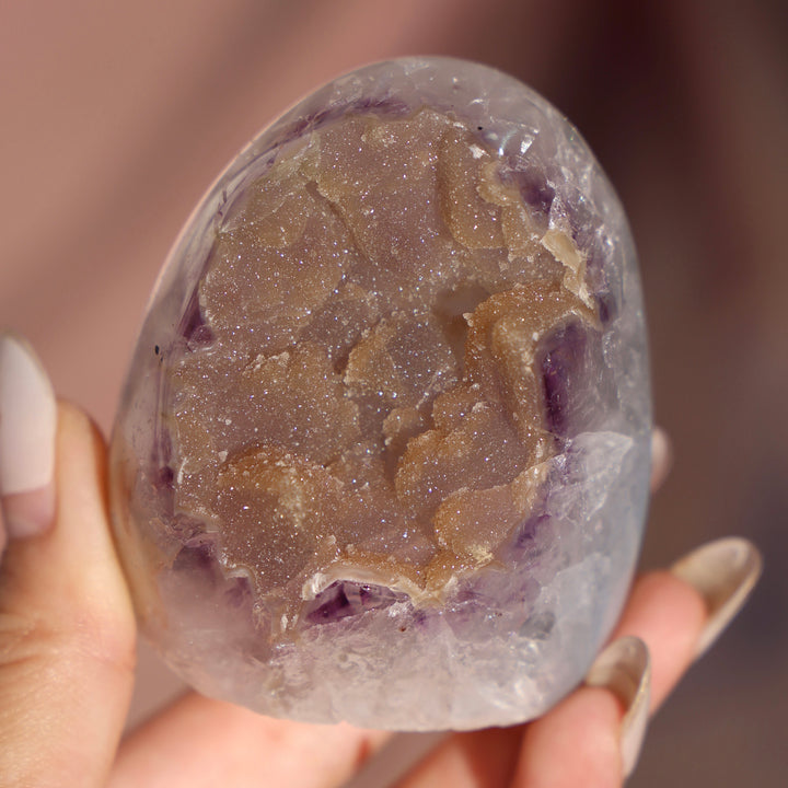 'Ginger' Sugar Druzy Rainbow Amethyst Cut Base
