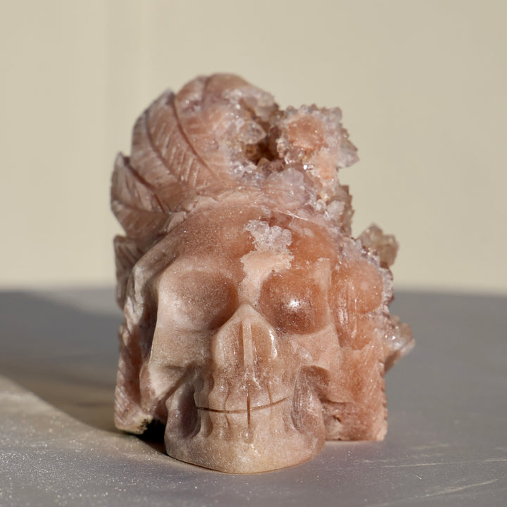 'Tribal' Large Druzy Pink Amethyst Crystal Skull