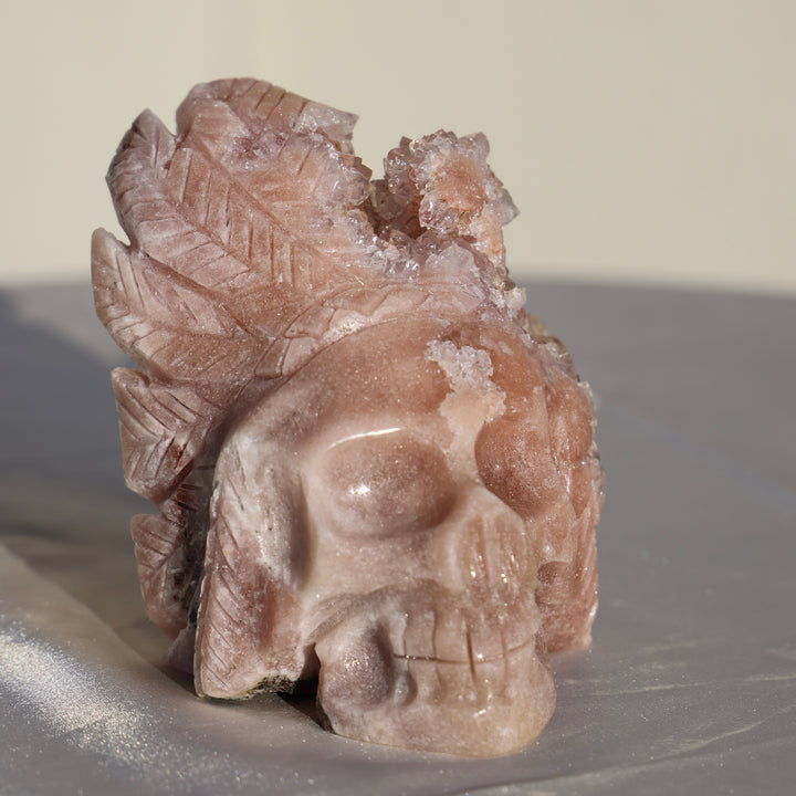 'Tribal' Large Druzy Pink Amethyst Crystal Skull