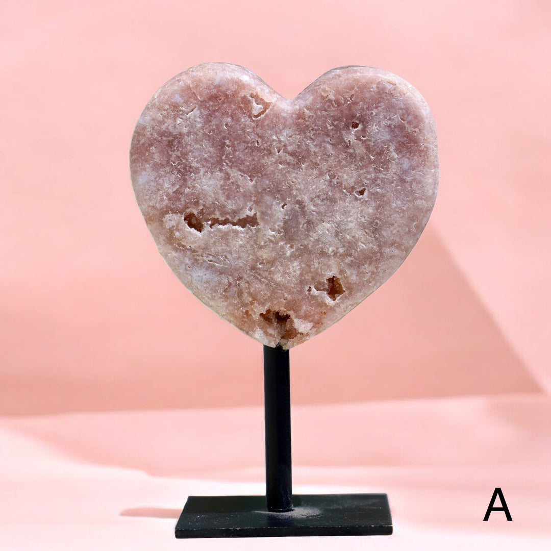 'LOLLIPOP' Pink Amethyst Heart on Stand - Enchantia Muse