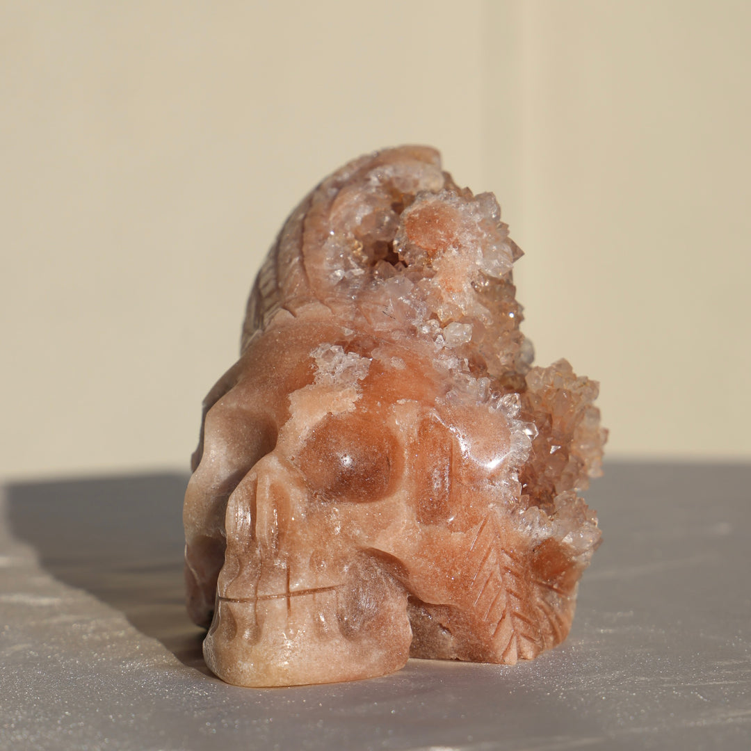'Tribal' Large Druzy Pink Amethyst Crystal Skull