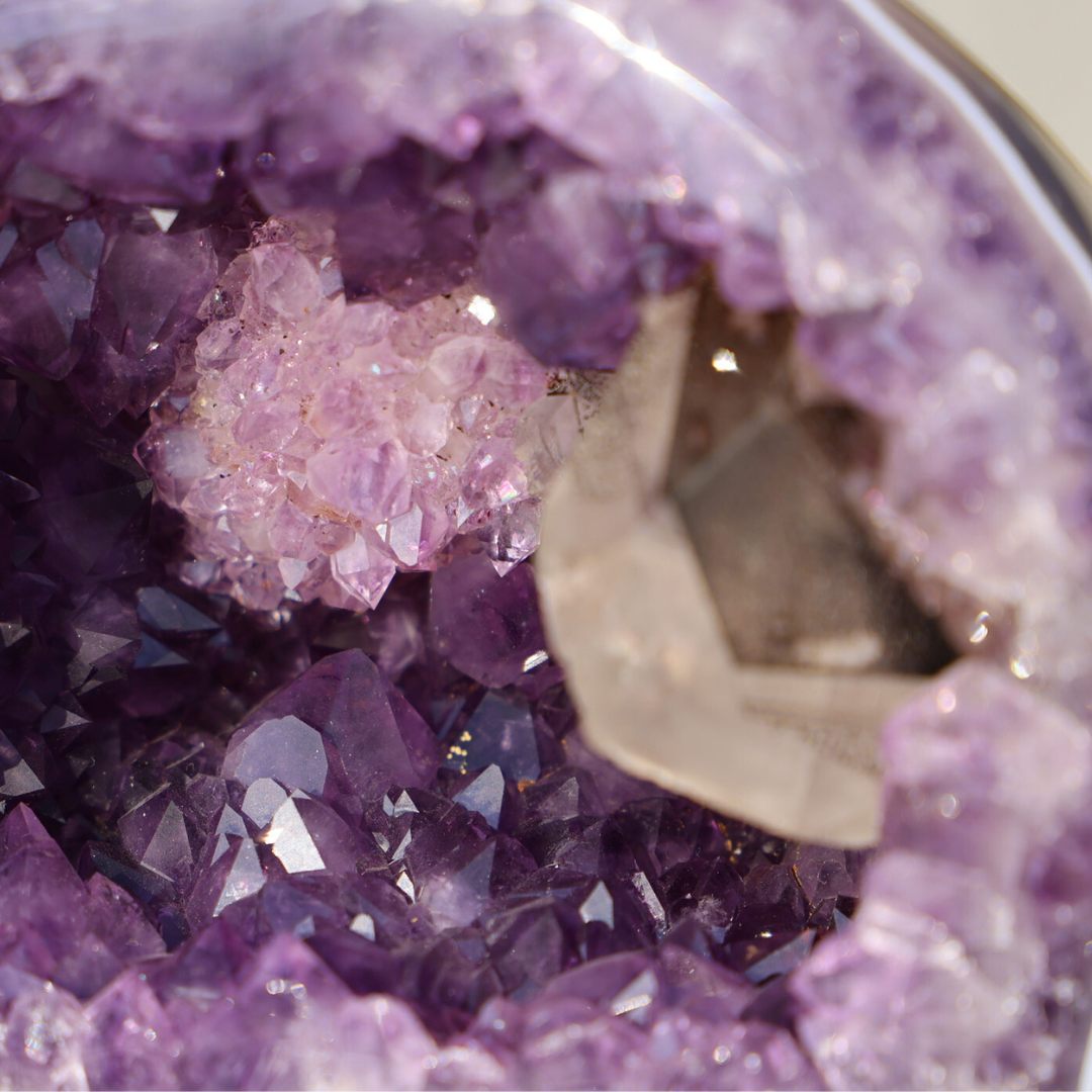 'BLOSSOM' Amethyst Geode with Calcite - Enchantia Muse