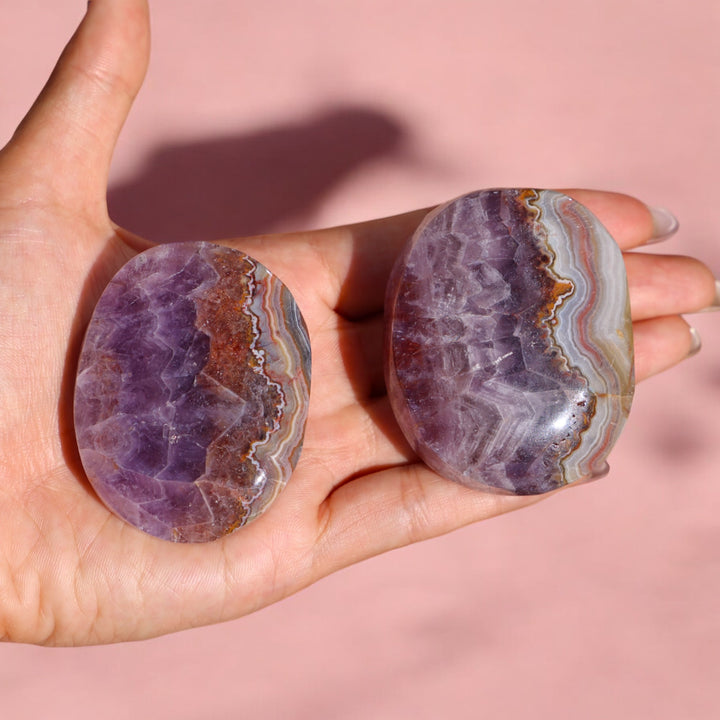 High Quality Amethyst Agate Palm Stone - Enchantia Muse