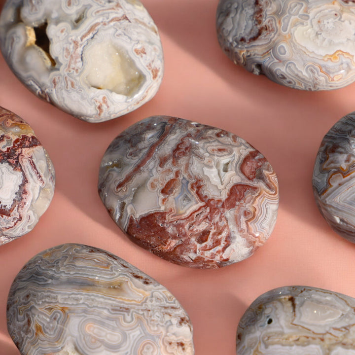 Mexican Crazy Lace Agate Palm Stone - Enchantia Muse