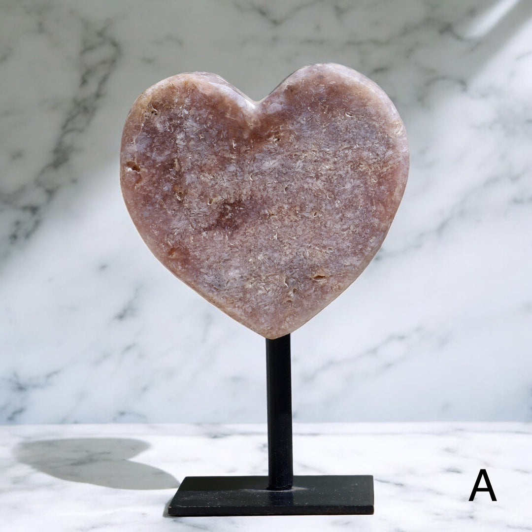 'LOLLIPOP' Pink Amethyst Heart on Stand - Enchantia Muse