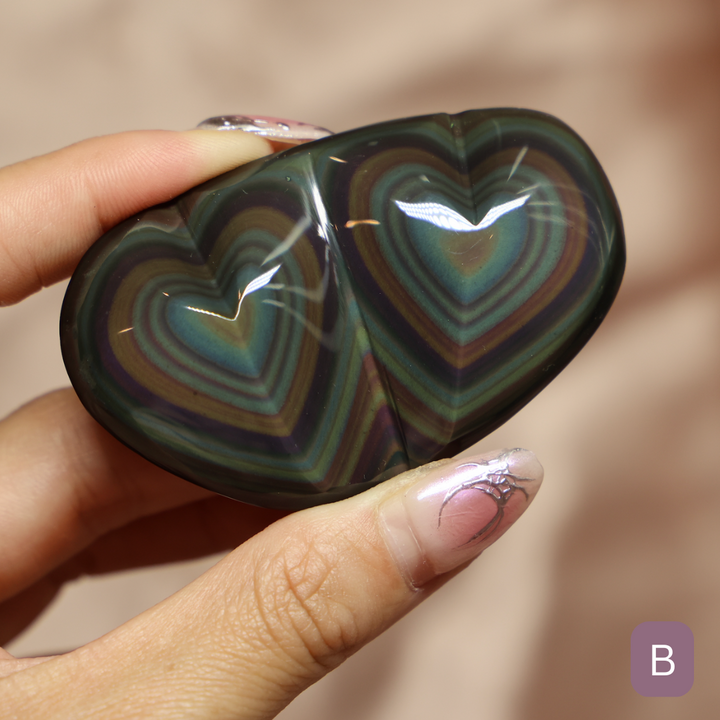 Rainbow Obsidian Heart - Double Hearts #2