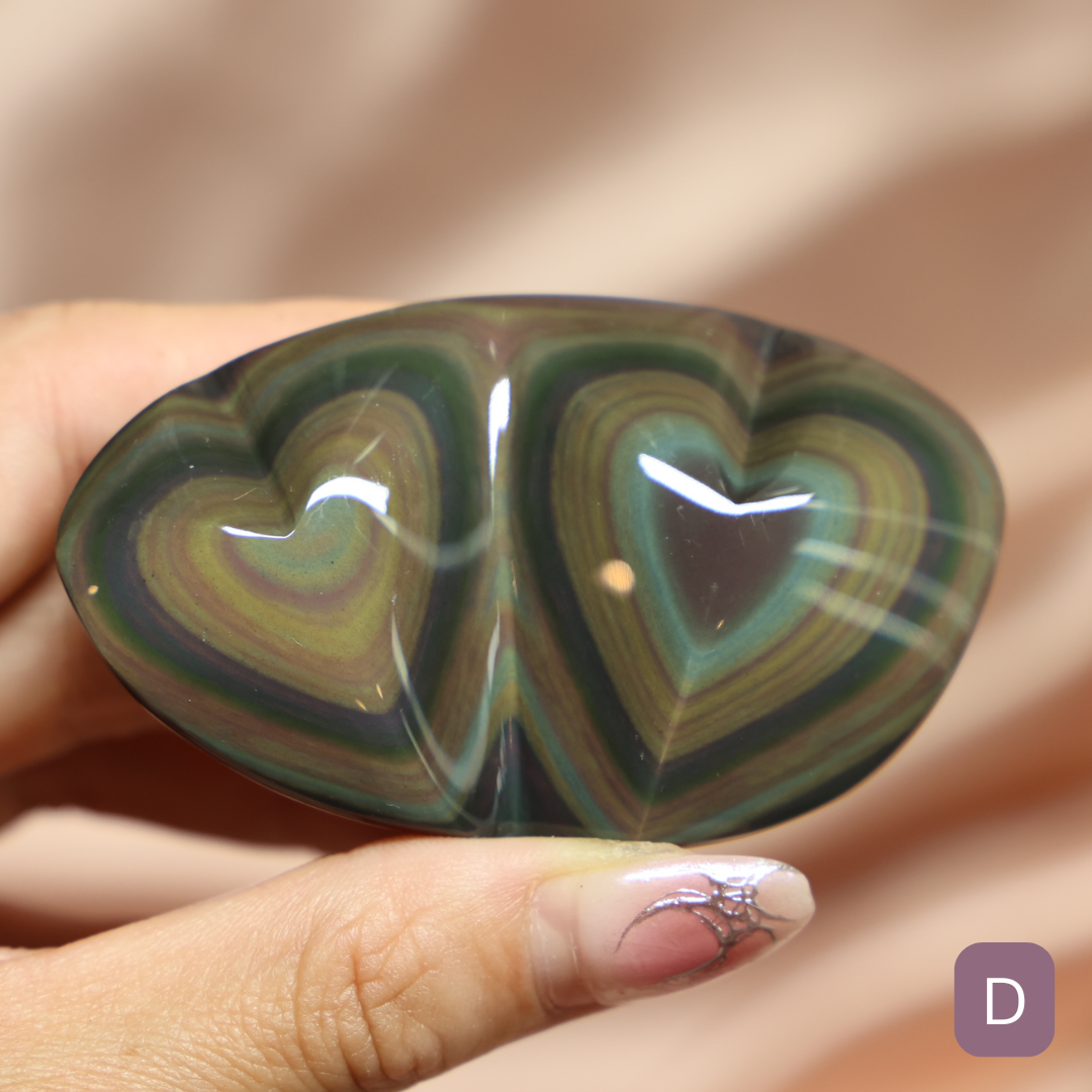 Rainbow Obsidian Heart - Double Hearts #2