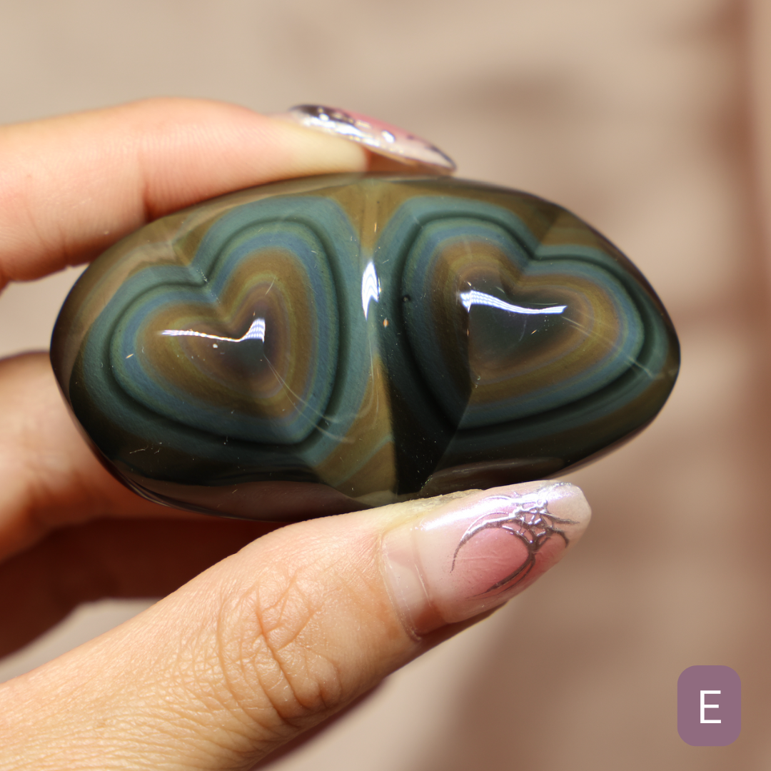 Rainbow Obsidian Heart - Double Hearts #2
