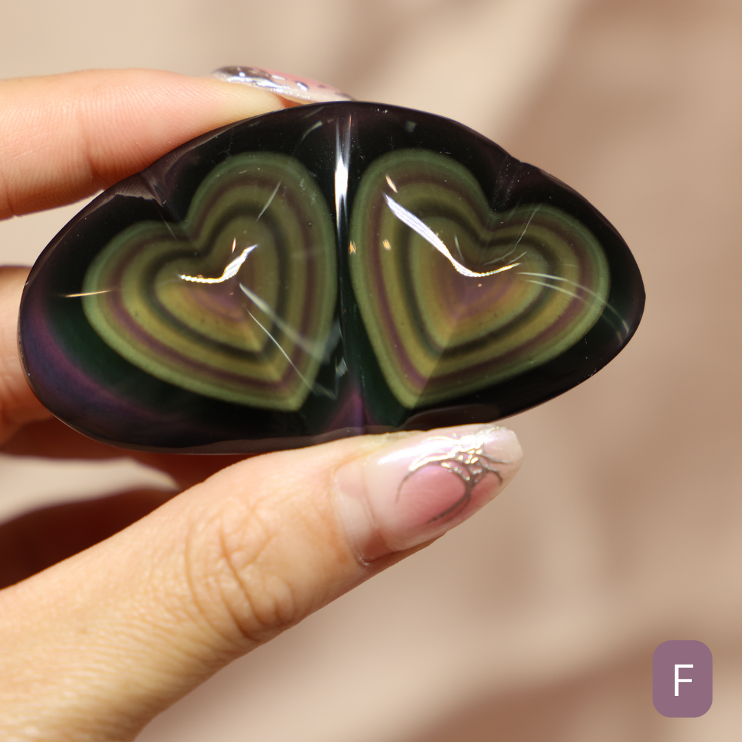 Rainbow Obsidian Heart - Double Hearts #2