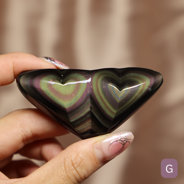 Rainbow Obsidian Heart - Double Hearts #2