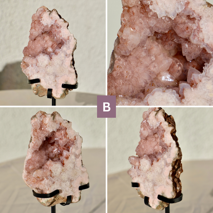 'PASTEL' Pink Amethyst Geode Slab with Stand - Enchantia Muse
