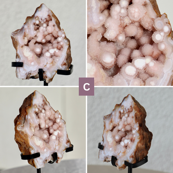 'PASTEL' Pink Amethyst Geode Slab with Stand - Enchantia Muse