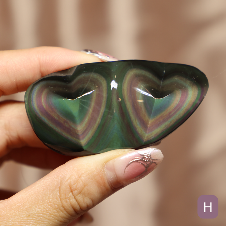 Rainbow Obsidian Heart - Double Hearts #2