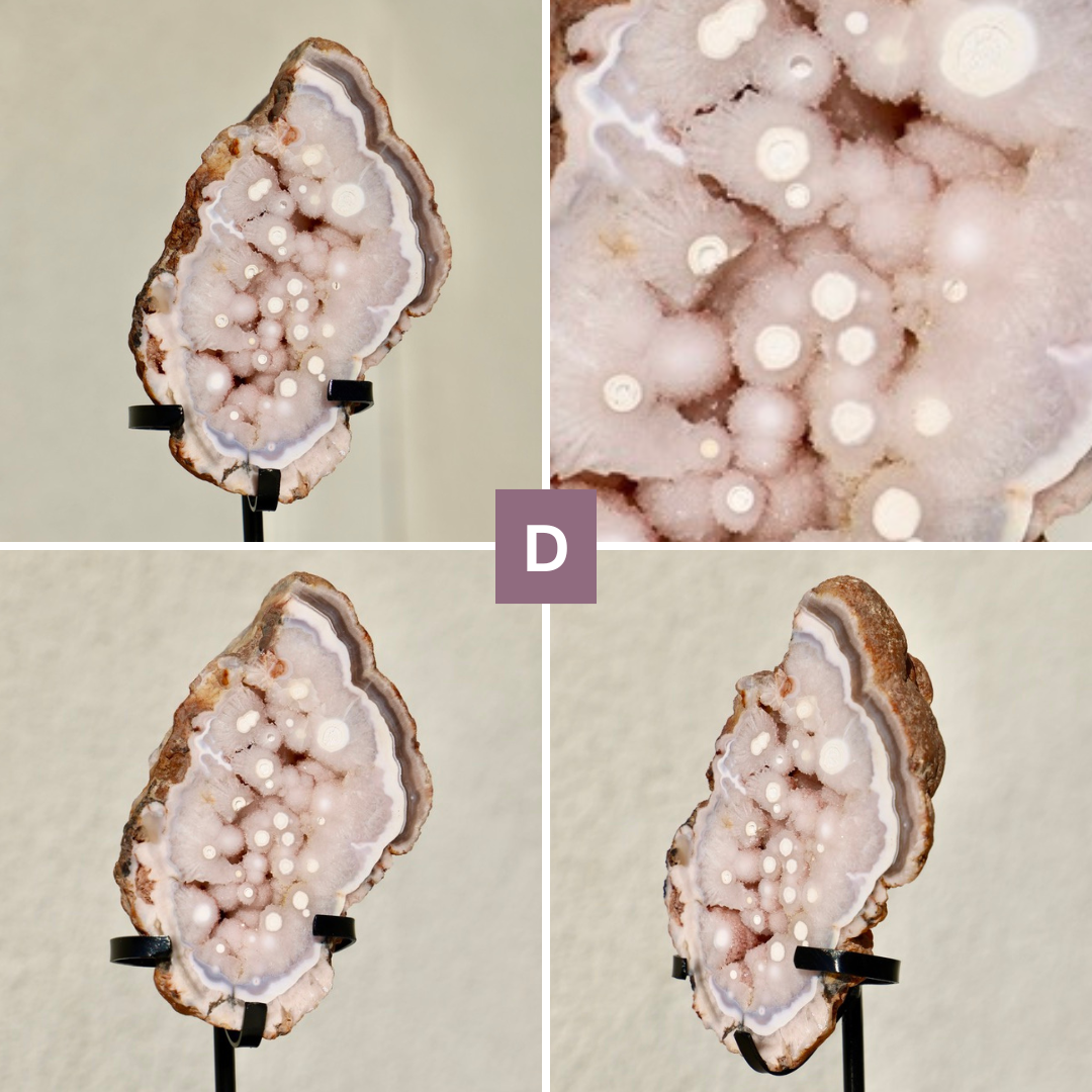 'PASTEL' Pink Amethyst Geode Slab with Stand - Enchantia Muse