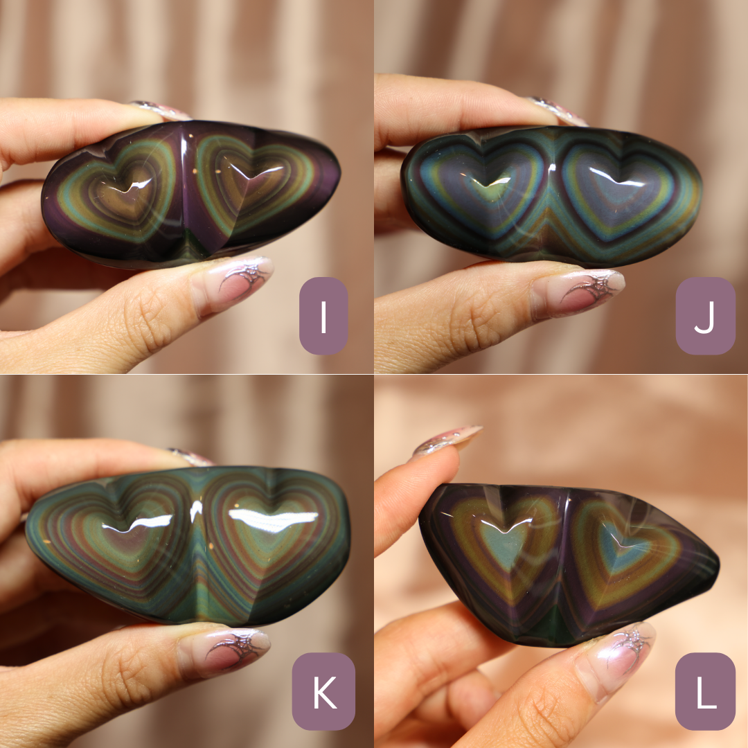 Rainbow Obsidian Heart - Double Hearts #2