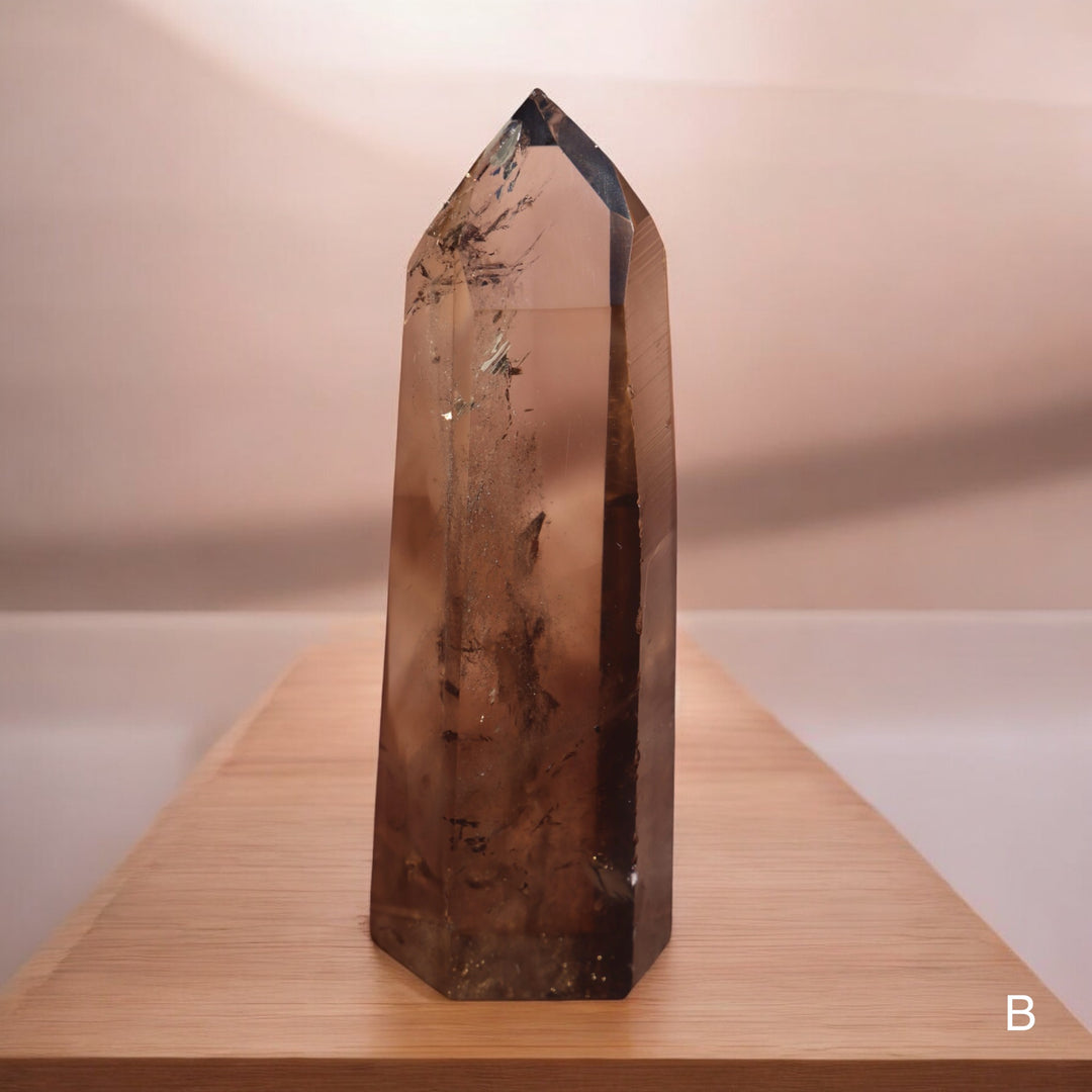 High Quality Smoky Lemurian Quartz Tower - Enchantia Muse