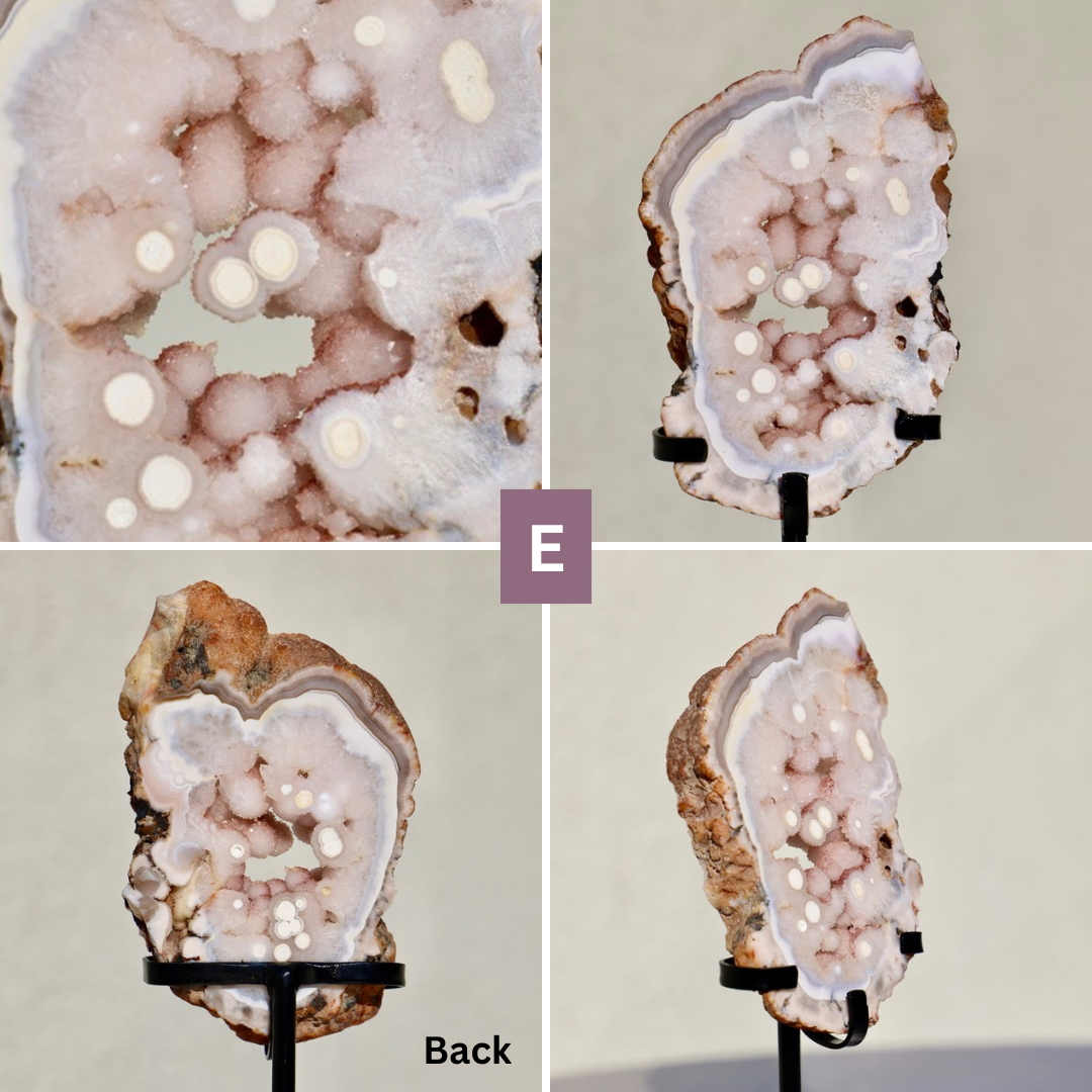 'PASTEL' Pink Amethyst Geode Slab with Stand - Enchantia Muse