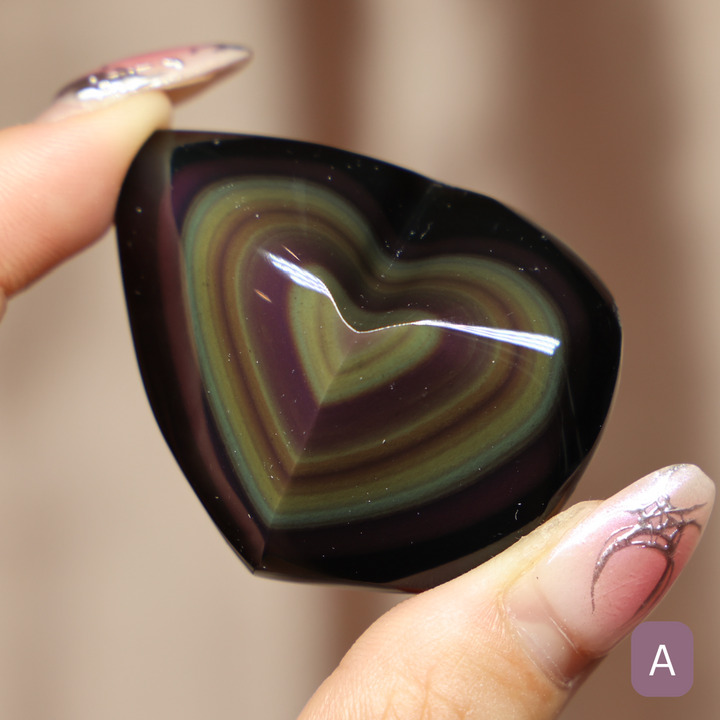 Rainbow Obsidian Heart - Single Hearts #2
