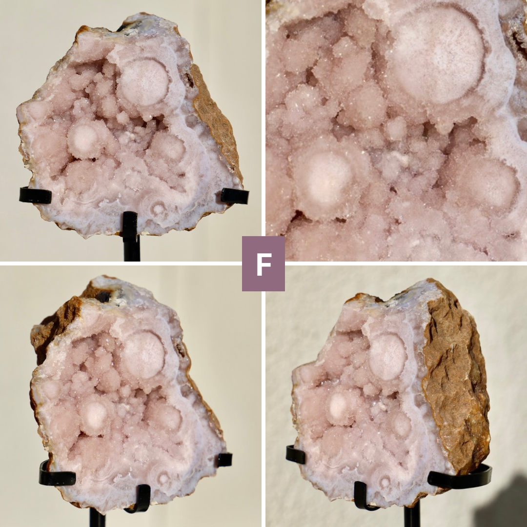 'PASTEL' Pink Amethyst Geode Slab with Stand - Enchantia Muse