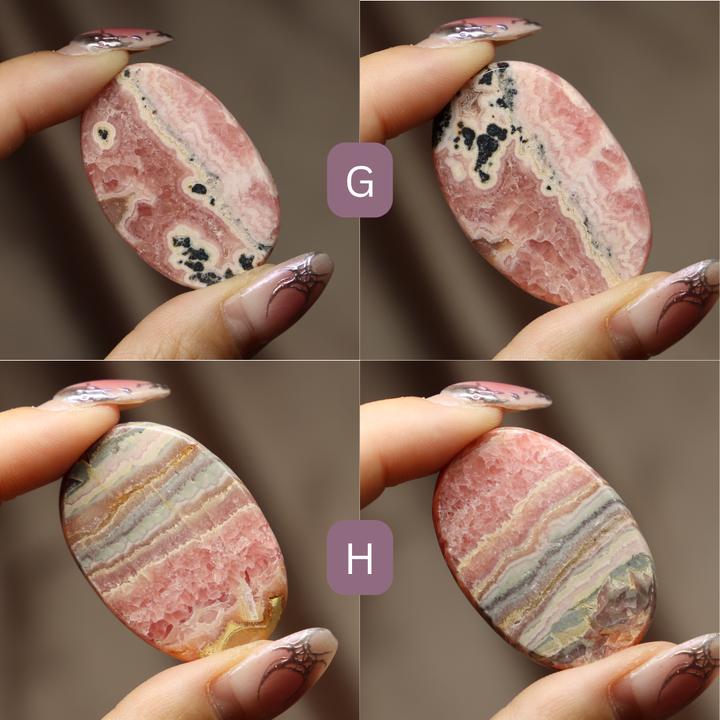High Quality Rhodochrosite Flat Palm Stone
