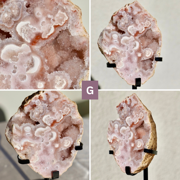 'PASTEL' Pink Amethyst Geode Slab with Stand - Enchantia Muse