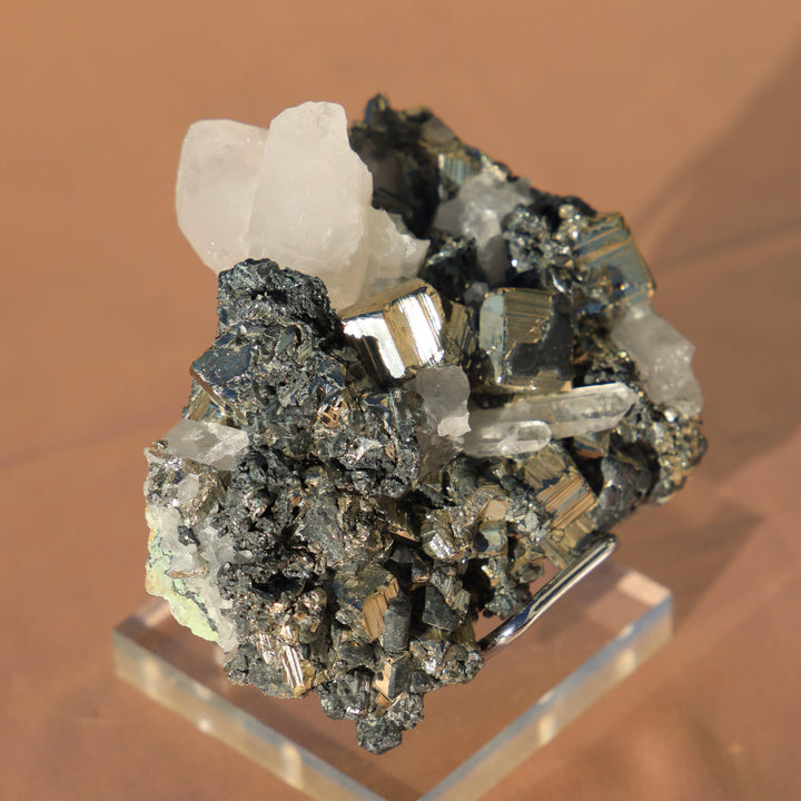 Raw Pyrite Quartz Cluster