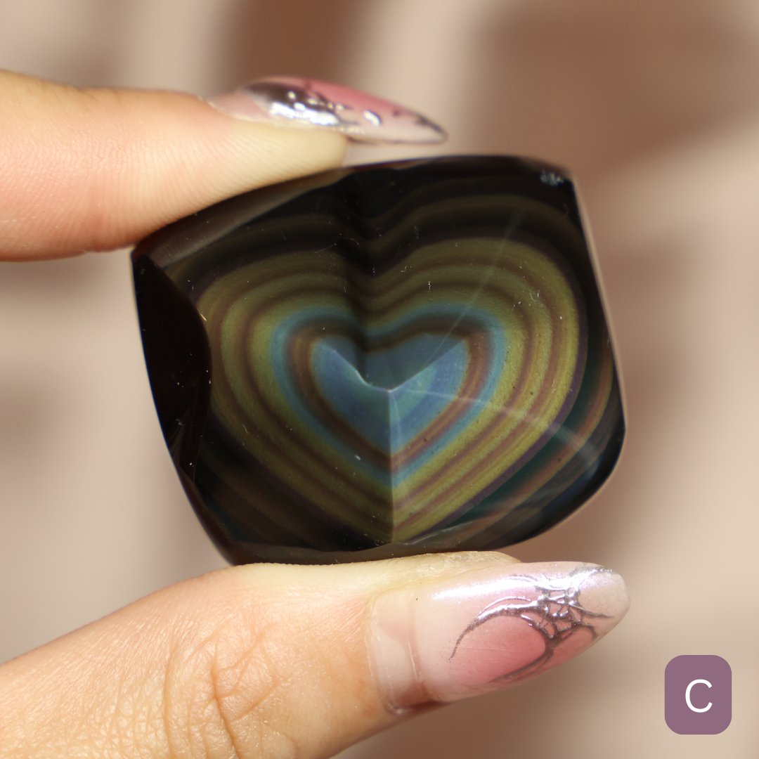 Rainbow Obsidian Heart - Single Hearts #2