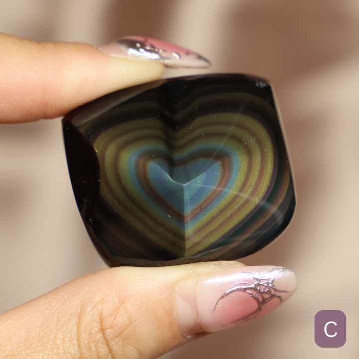 Rainbow Obsidian Heart - Single Hearts #2