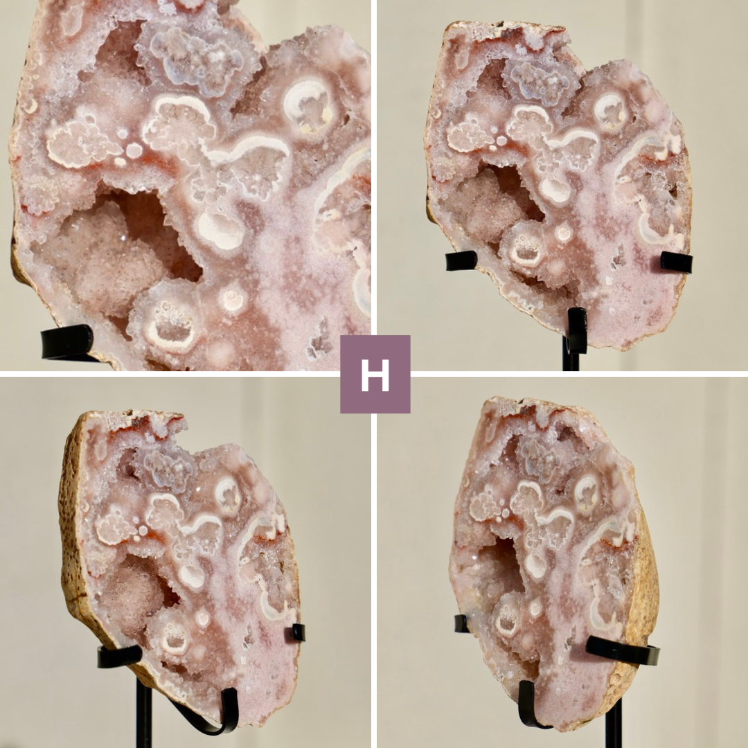 'PASTEL' Pink Amethyst Geode Slab with Stand - Enchantia Muse