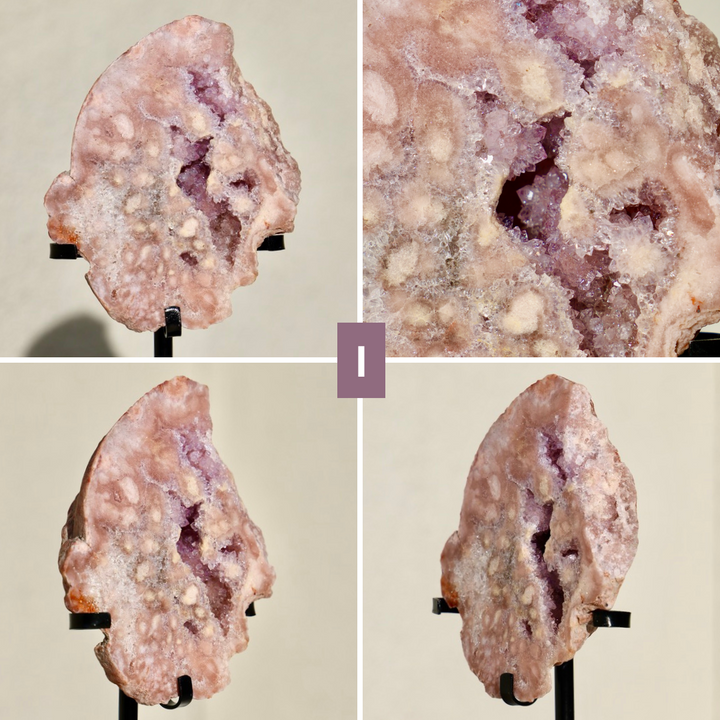 'PASTEL' Pink Amethyst Geode Slab with Stand - Enchantia Muse