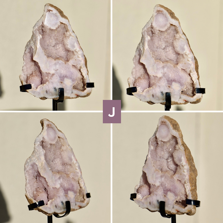 'PASTEL' Pink Amethyst Geode Slab with Stand - Enchantia Muse