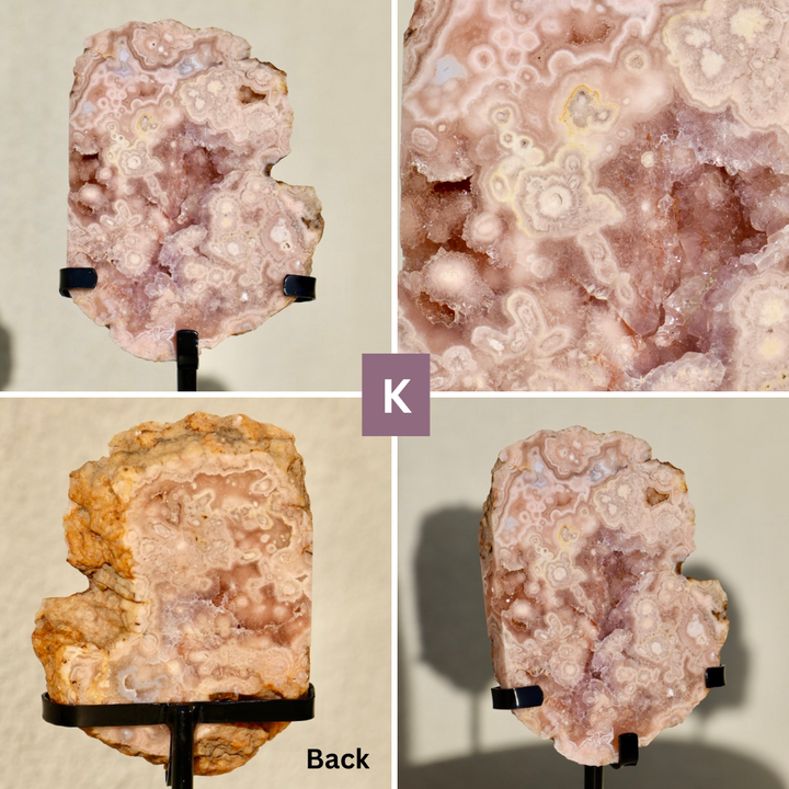 'PASTEL' Pink Amethyst Geode Slab with Stand - Enchantia Muse