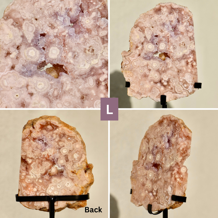 'PASTEL' Pink Amethyst Geode Slab with Stand - Enchantia Muse
