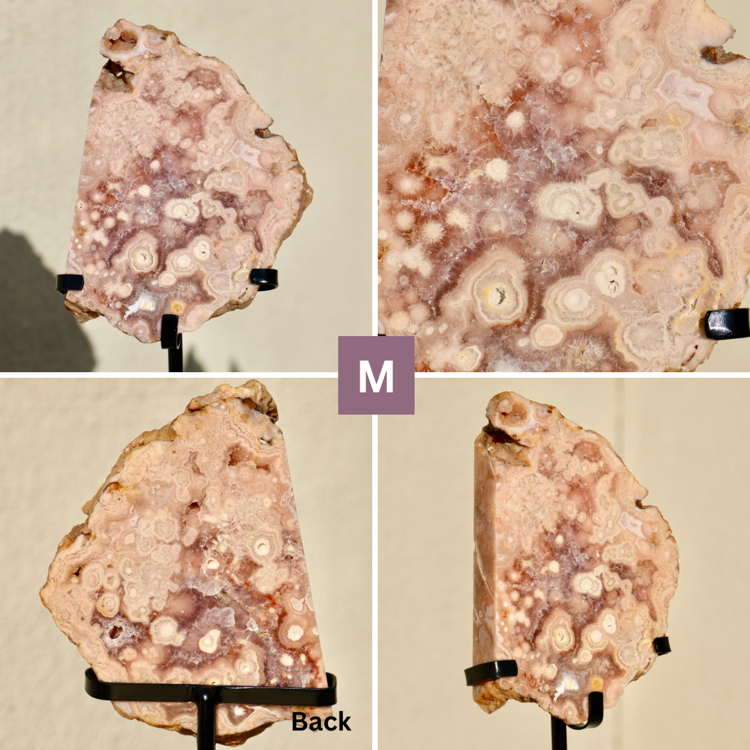 'PASTEL' Pink Amethyst Geode Slab with Stand - Enchantia Muse