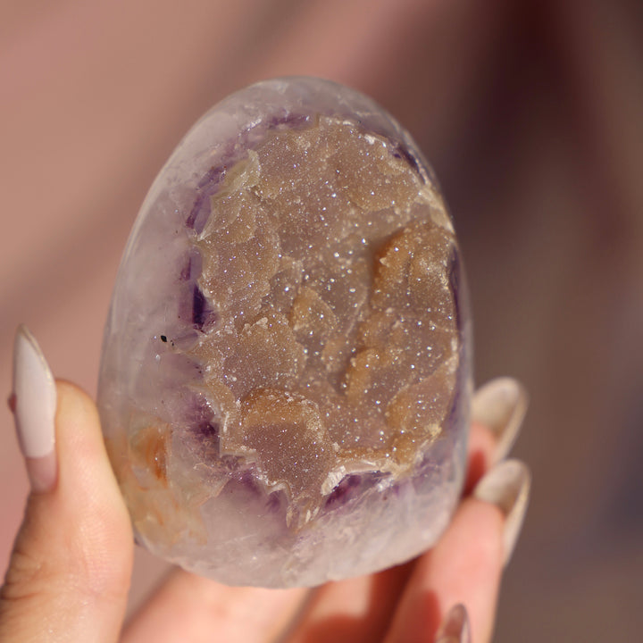 'Ginger' Sugar Druzy Rainbow Amethyst Cut Base