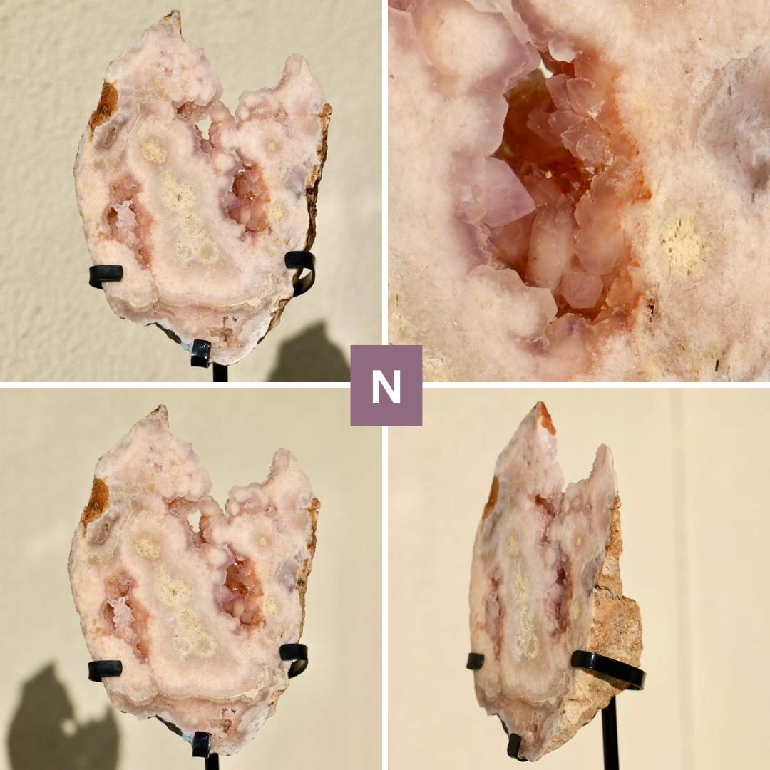 'PASTEL' Pink Amethyst Geode Slab with Stand - Enchantia Muse