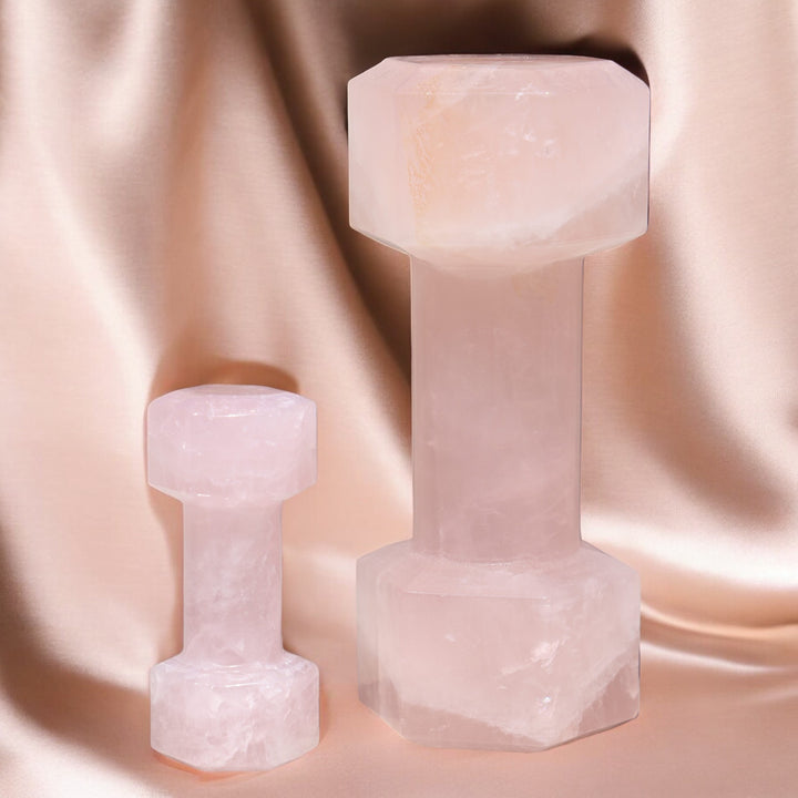 Hand-carved Rose Quartz Dumbbell - S/M - Enchantia Muse