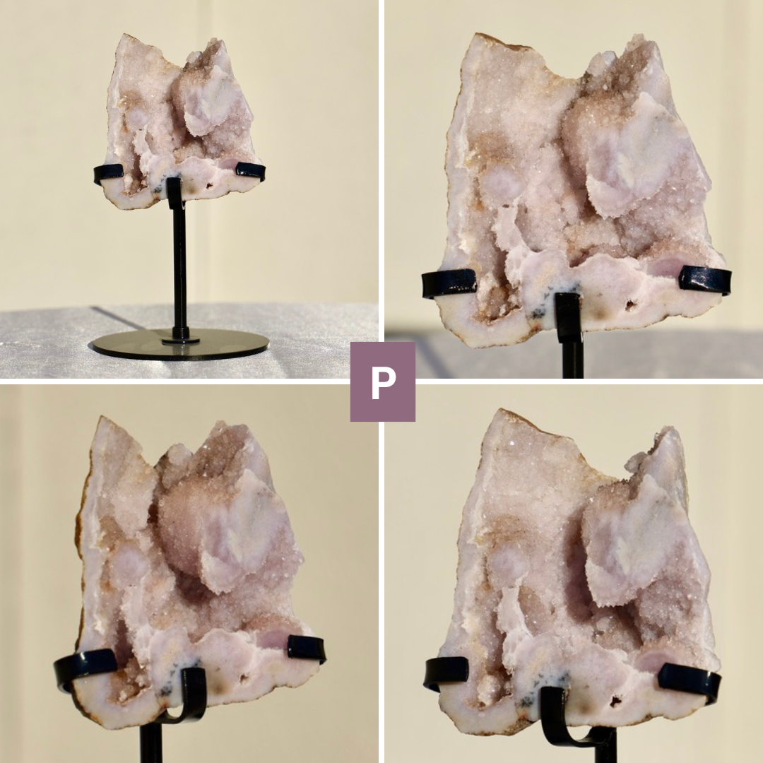 'PASTEL' Pink Amethyst Geode Slab with Stand - Enchantia Muse