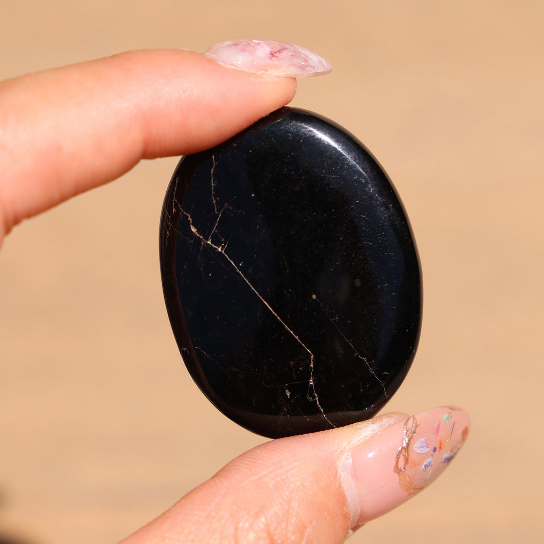 Black Tourmaline Flat Palm Stone