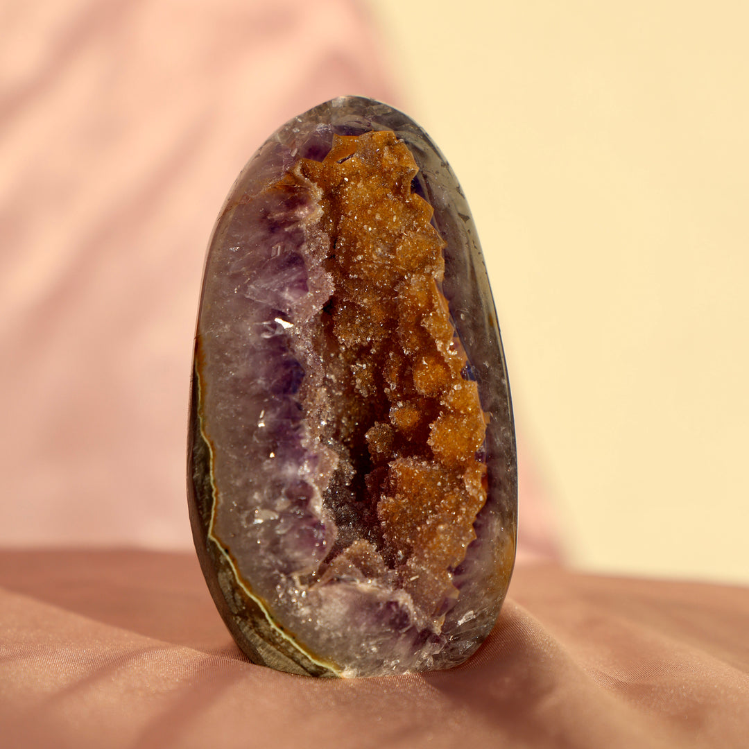 Bi-color Sugar Druzy Rainbow Amethyst Cut Base