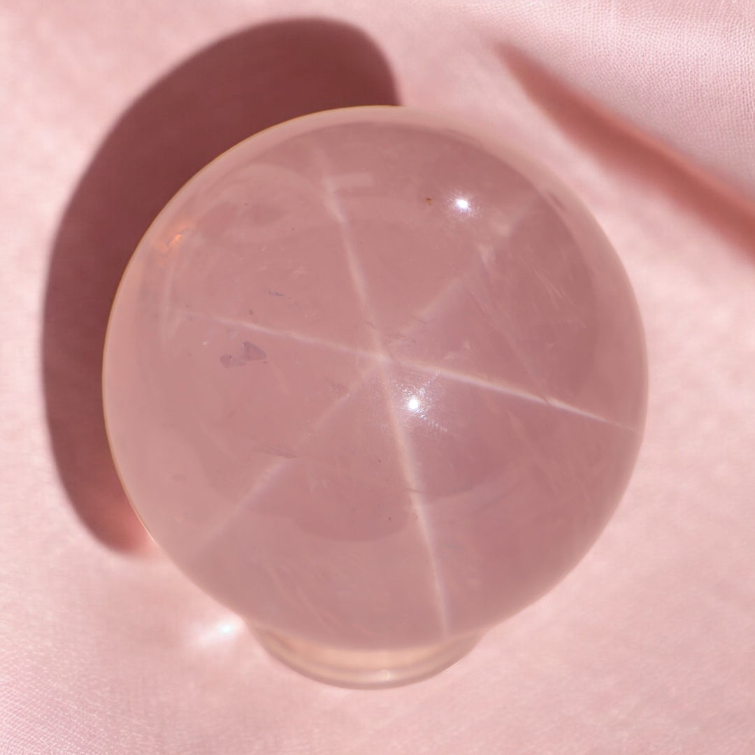 'Starlight' Rare High Quality Starlight Rose Quartz Sphere - Enchantia Muse