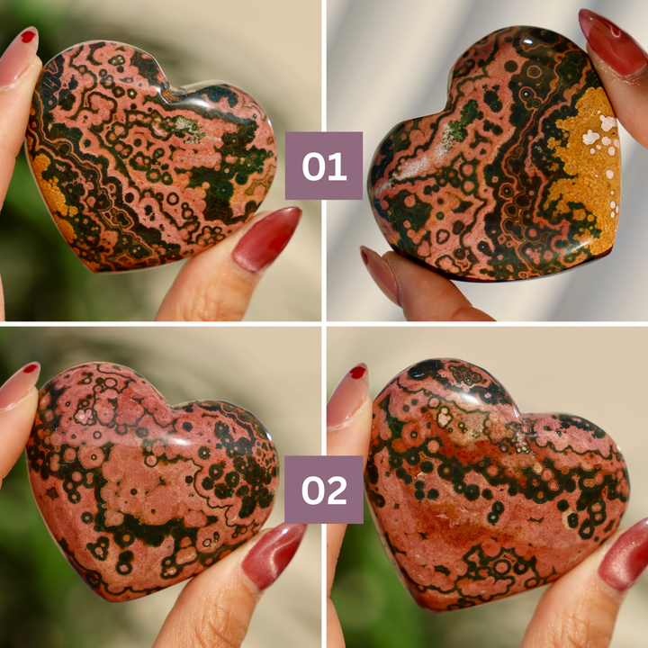 Rare Kabamby Ocean Jasper Heart - Grade AAA