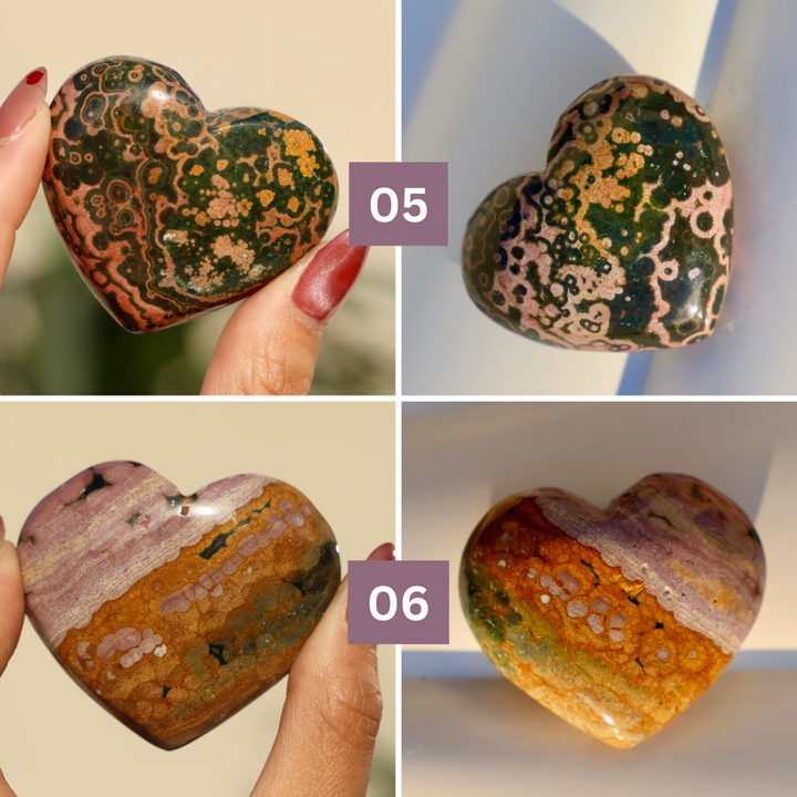 Rare Kabamby Ocean Jasper Heart - Grade AAA