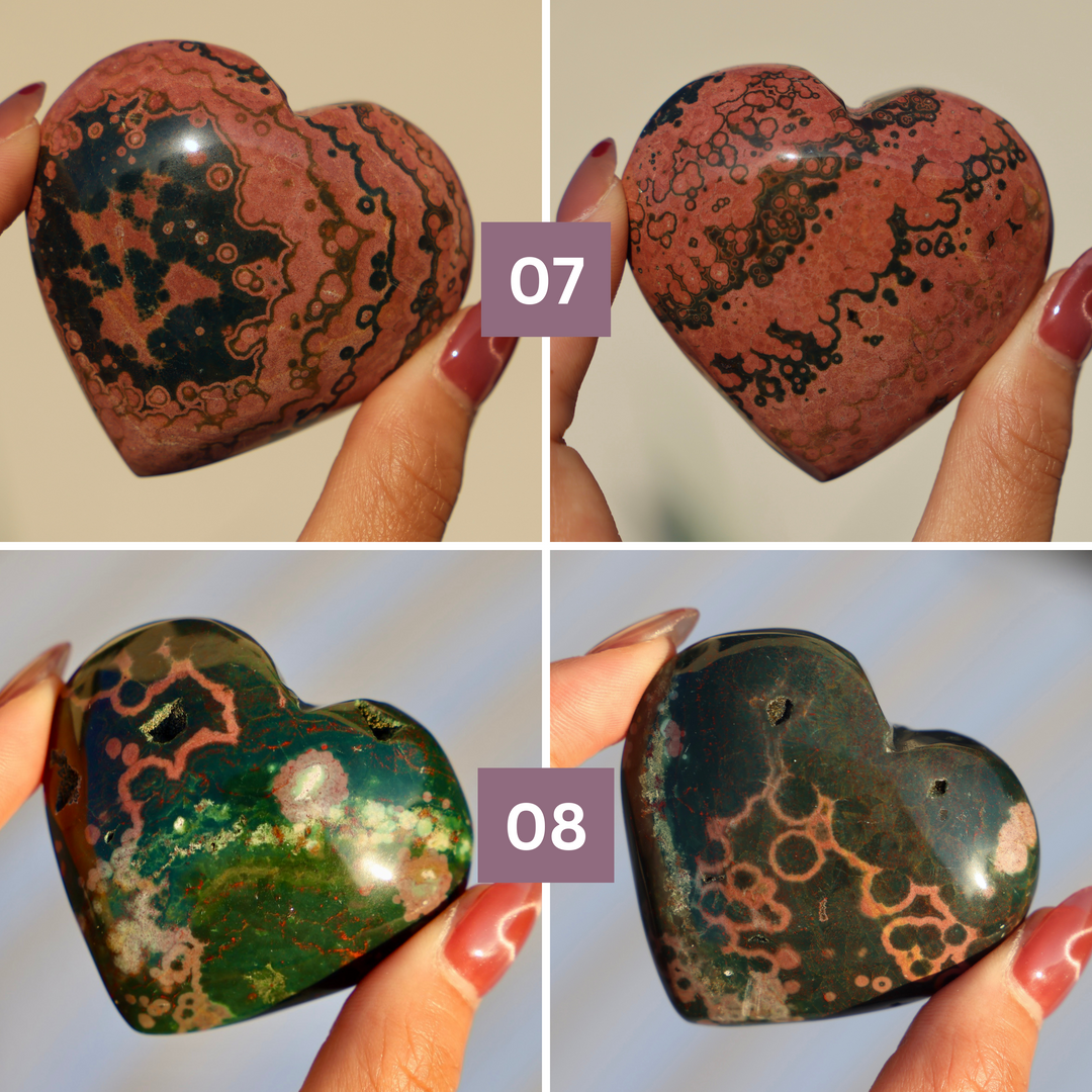 Rare Kabamby Ocean Jasper Heart - Grade AAA