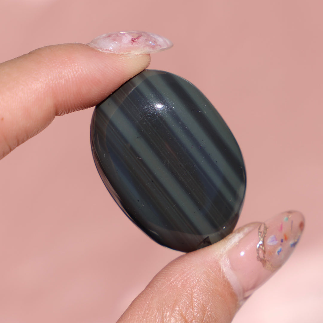 Banded Obsidian Jasper Palm Stone