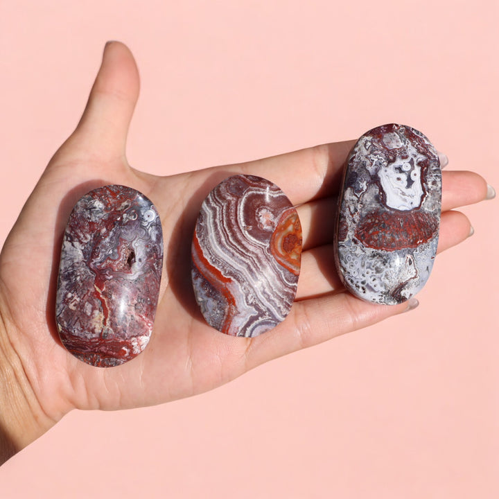 Mexican Crazy Lace Agate Palm Stone - Enchantia Muse