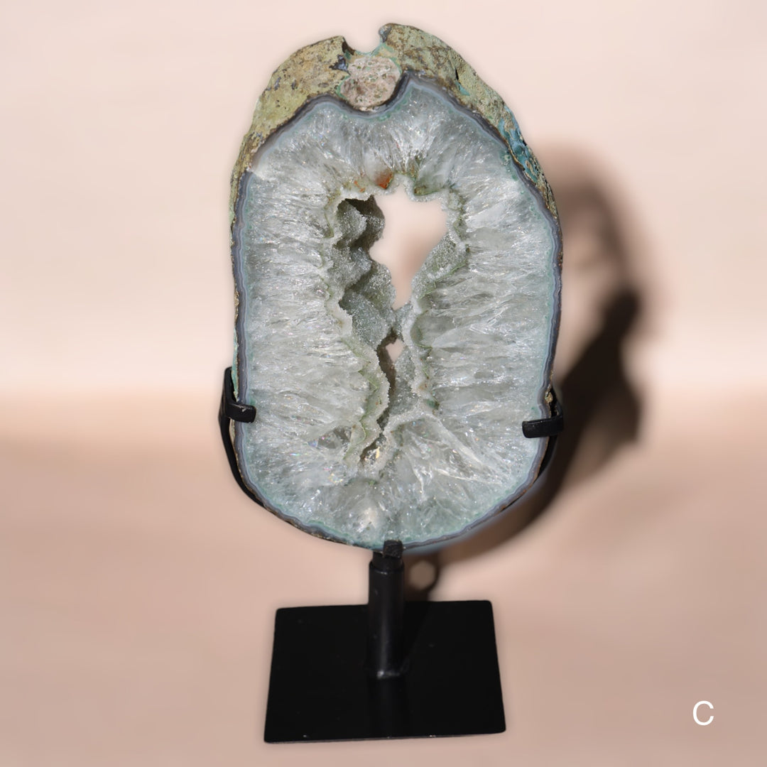 Druzy Green Amethyst Portal on Stand - Enchantia Muse