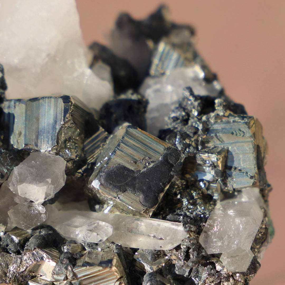 Raw Pyrite Quartz Cluster