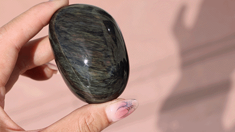 Velvet Obsidian Palm Stone #6
