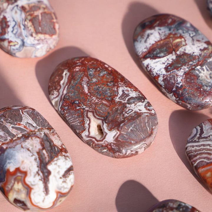 Mexican Crazy Lace Agate Palm Stone - Enchantia Muse